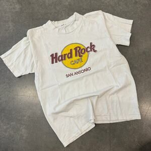 Vintage Y2K 90's SS Hard Rock Cafe San Antonio Texas White Graphic Tee L